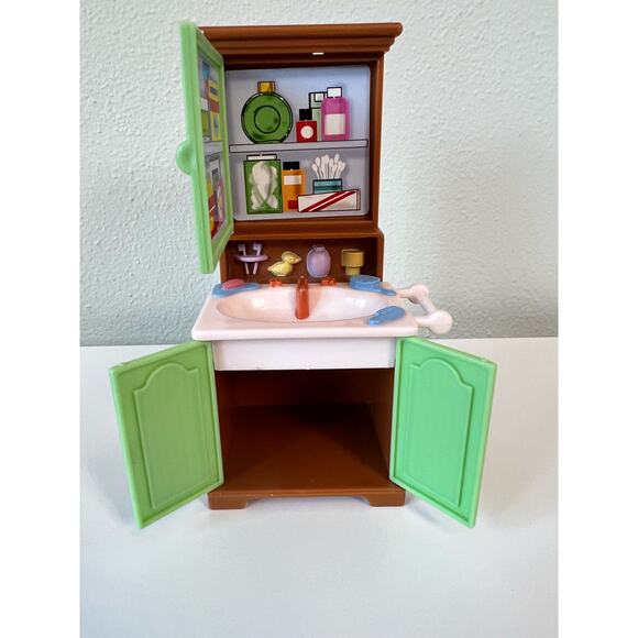 Fisher Price Loving Family Dream Dollhouse Bathroom Vanity Sink with Cabinet - Picture 3 of 10